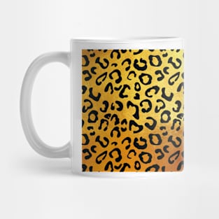 Black leopard print, golden backgound Mug